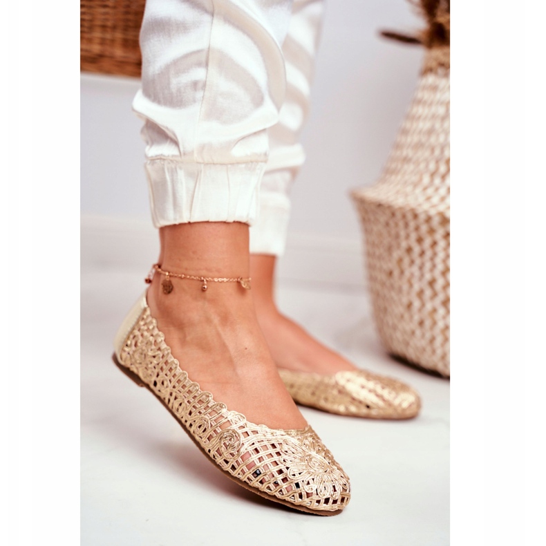 Lu Boo Ballerines Femme Or Ajouré Tressé Carry doré 2