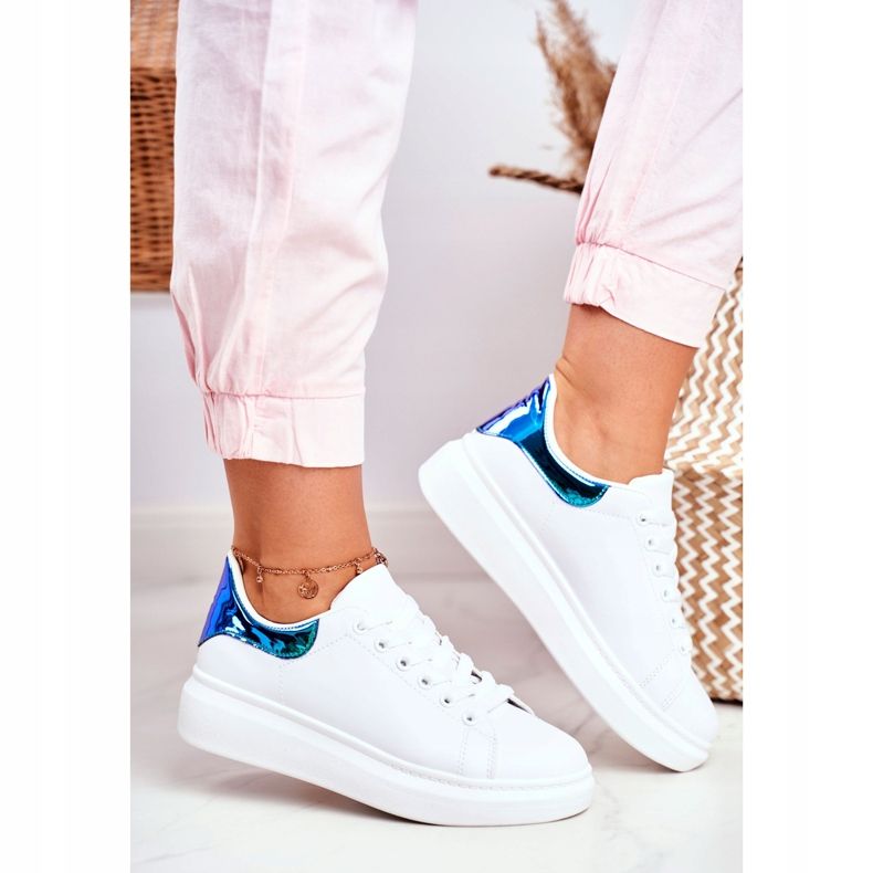 Chaussures de sport pour femmes Lu Boo Blanc Métallique Matilda blanche bleu marin 2