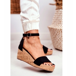 PS1 Sandales compensées pour femmes noires MarryMe 1