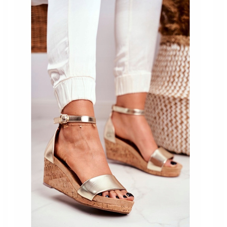 PS1 Sandales compensées pour femmes dorées MarryMe 1