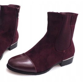 XF220 Bottines En Daim Bordeaux Avec Fermeture Éclair rouge multicolore 5