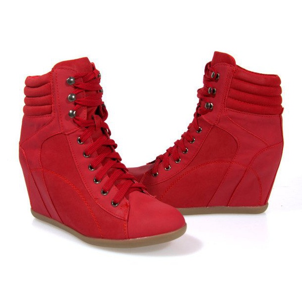 Baskets Boots On Wedge 562 Rouge 1