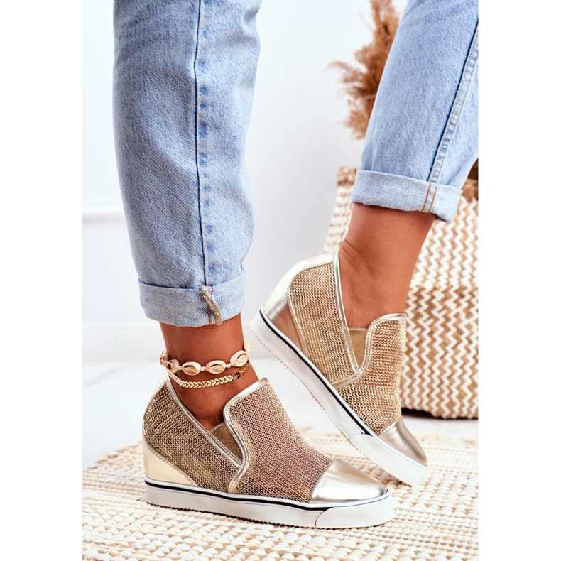Baskets Lu Boo Femme avec Mesh Doré Morgono d'or 2