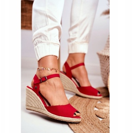 Sandales pour femmes sur un coin tressé Big Star Red DD274A213 rouge 3
