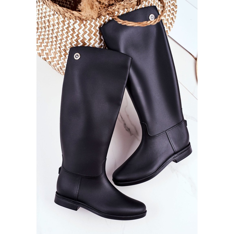 SEA Bottes de pluie noires pour femmes sous le genou Bottes d'équitation noires Drizzle 1