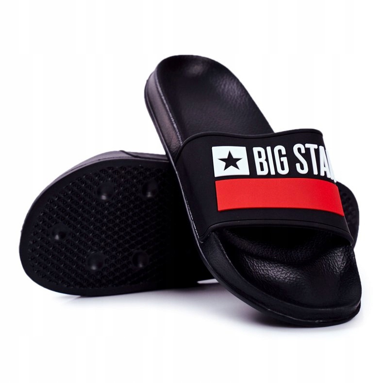 Pantoufles Pour Hommes Big Star Classique Noir GG174936 blanc rouge 1