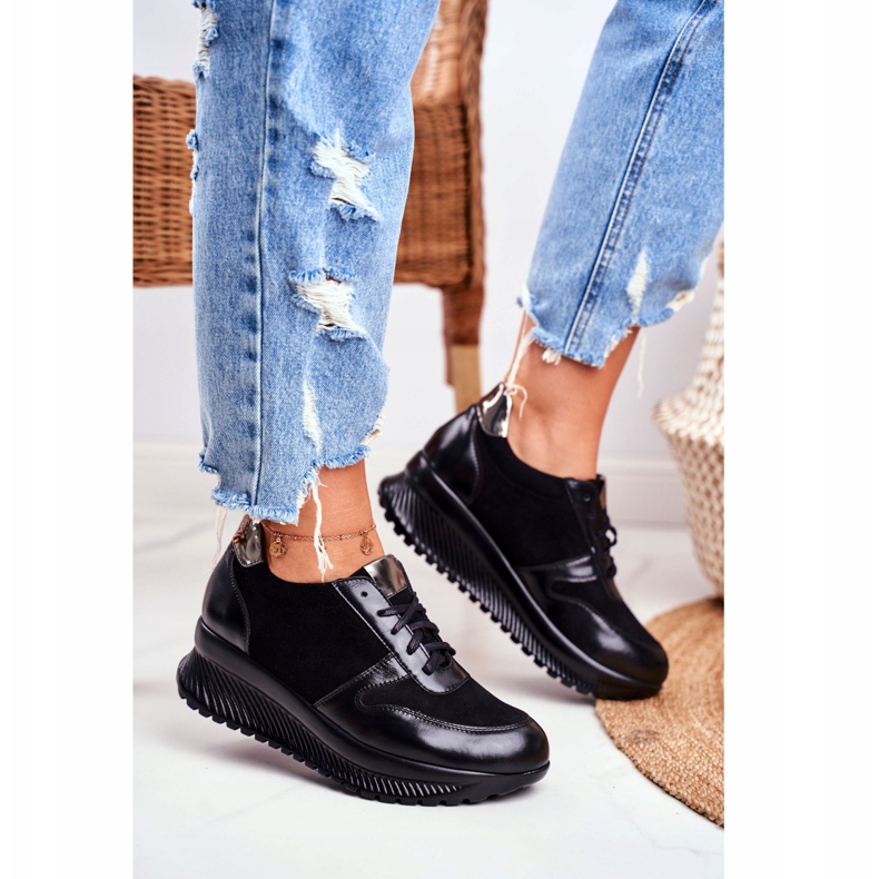 ESKA Chaussures de sport pour femmes en cuir noir Gianna 2