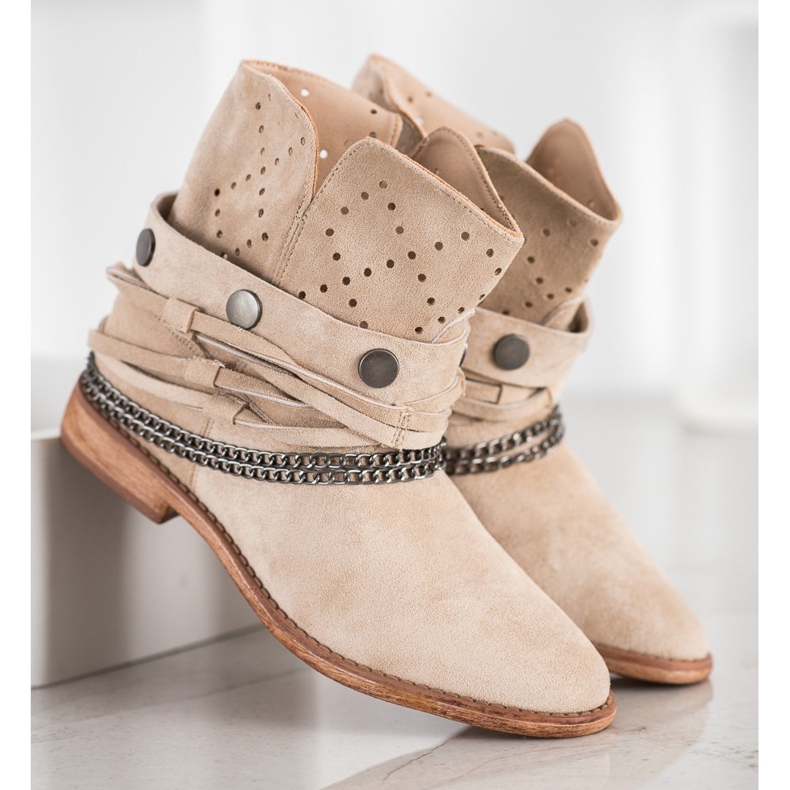 Bella Paris Bottes à rayures décoratives beige 2