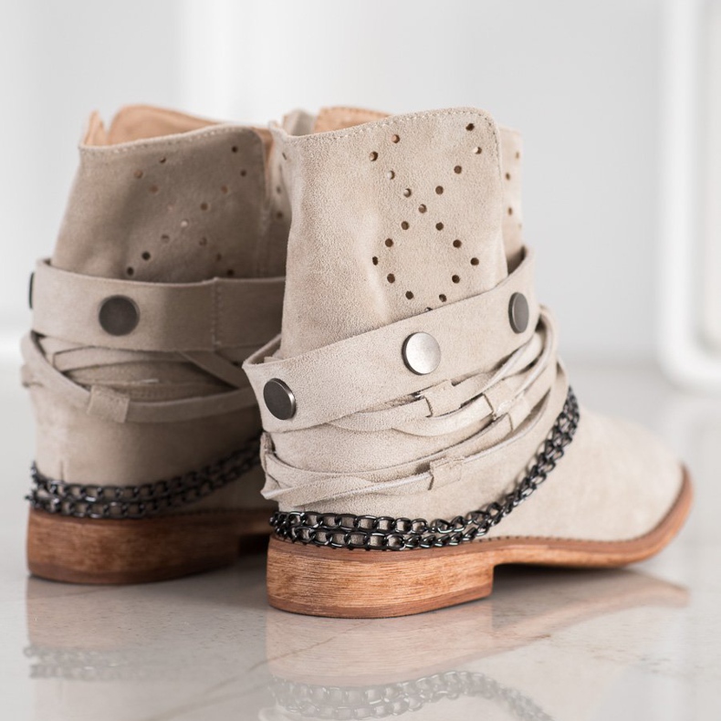 Bella Paris Bottes à rayures décoratives beige 1 Bella Paris Bottes à rayures décoratives beige 1