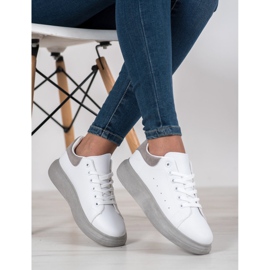 SHELOVET Baskets sur la plate-forme grise blanc 1