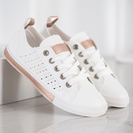Bella Paris Baskets À Motif Ajouré blanche 2