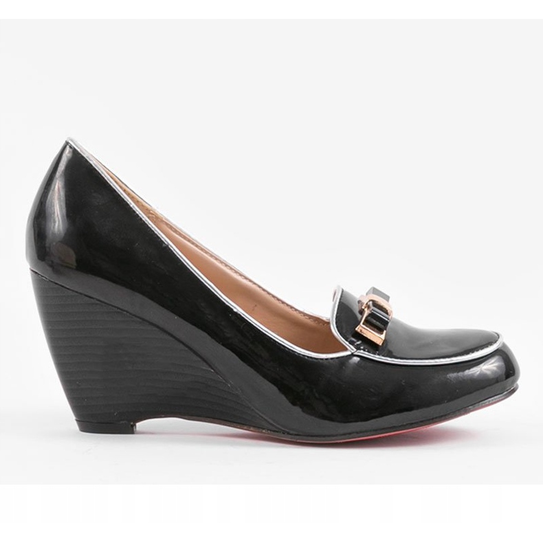 Escarpins compensés noirs avec nœud 0088-1 2