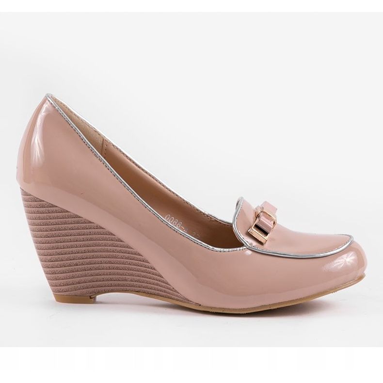 Escarpins compensés beiges à nœud 0088-4 brun 1