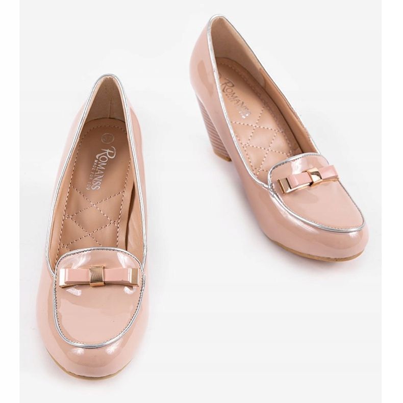 Escarpins compensés beiges à nœud 0088-4 brun 2