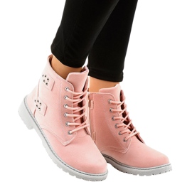 Bottines plates en daim rose TL93-4 5