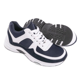 Baskets de sport à la mode bleu foncé en éco-cuir CH005 blanc bleu marine 1