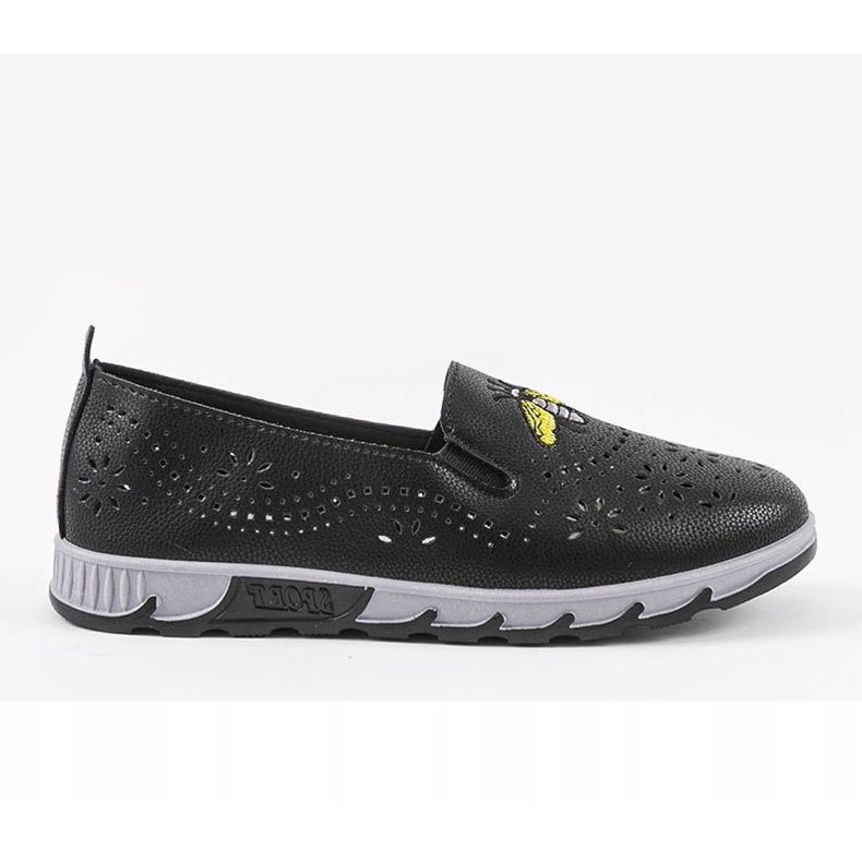 Baskets noires ajourées avec une empreinte de JH81172-3 le noir 1