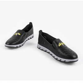 Baskets noires ajourées avec une empreinte de JH81172-3 le noir 3