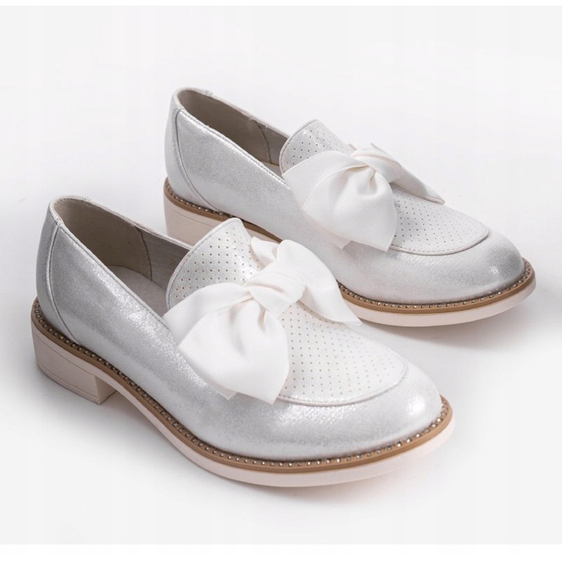 Chaussures à enfiler noires avec un nœud RS-WED2 argent gris 2 Chaussures à enfiler noires avec un nœud RS-WED2 argent gris 2