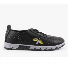 Baskets noires ajourées avec une empreinte de JH81171-3 1