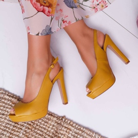Moow Sandales À Talons Hauts Pour Femmes Jaune Lorajn 1