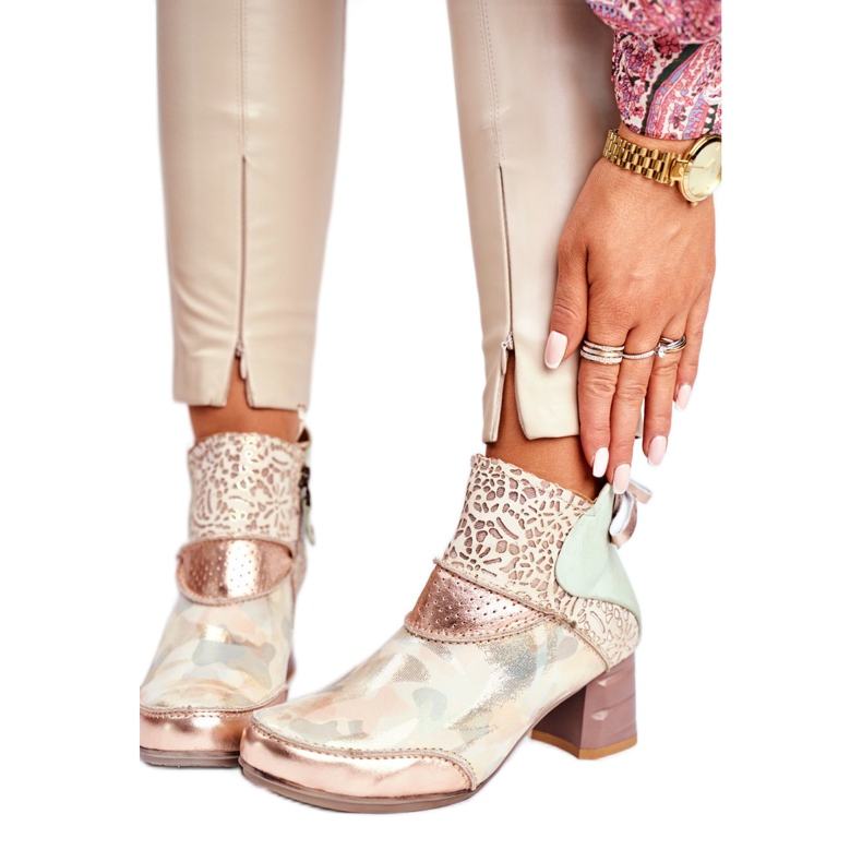Bottines Femme Talon Haut Maciejka Beige 03410-04 vert doré 2
