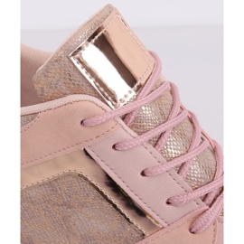 Baskets compensées roses YL-33 Champagne 2