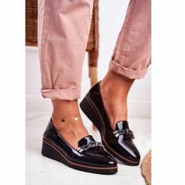 Vinceza Mocassins Femme Noir Laqués sur le Cale Abba 1