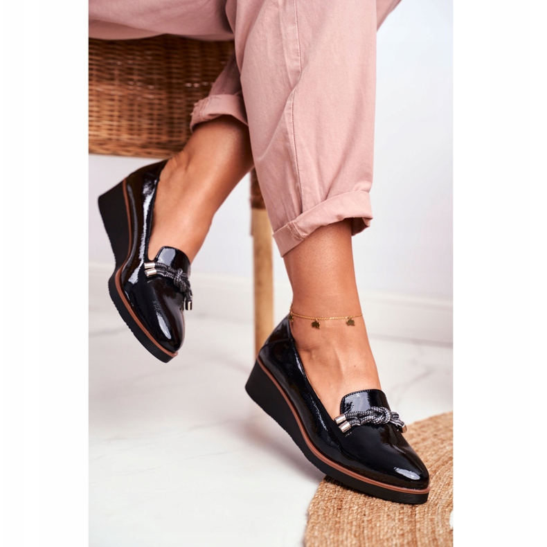 Vinceza Mocassins Femme Noir Laqués sur le Cale Abba le noir 2