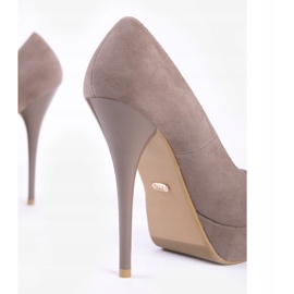 Escarpins en daim kaki S3477-4 multicolore vert 2