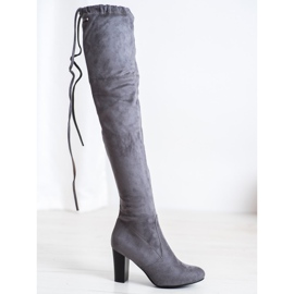 SHELOVET Bottes en daim grises 1