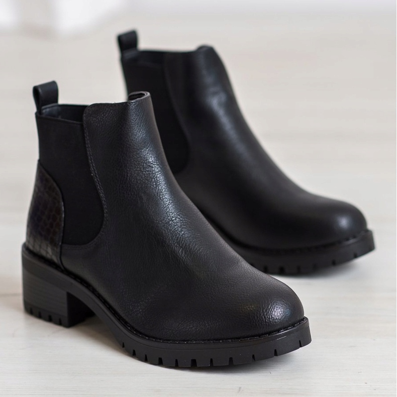 J. Star Bottines à enfiler sur un poteau noir 1