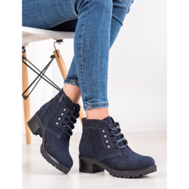 J. Star Bottines à lacets sur un poteau bleu marin bleu 1