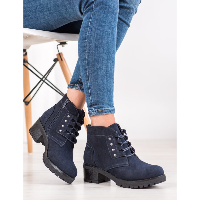 J. Star Bottines à lacets sur un poteau bleu marine bleu 1