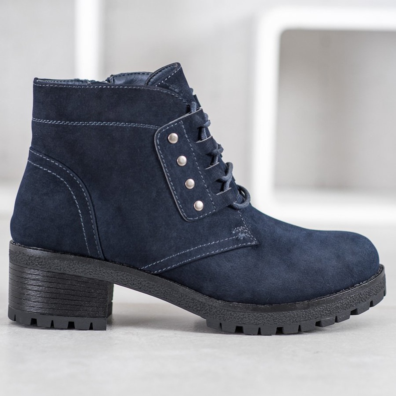 J. Star Bottines à lacets sur un poteau bleu marine bleu 2