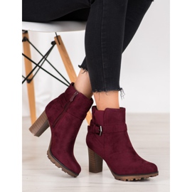 SHELOVET Bottines bordeaux à boucle rouge 1