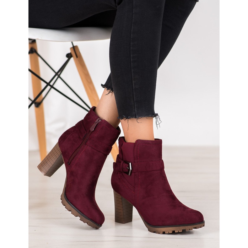 SHELOVET Bottines bordeaux à boucle rouge 1