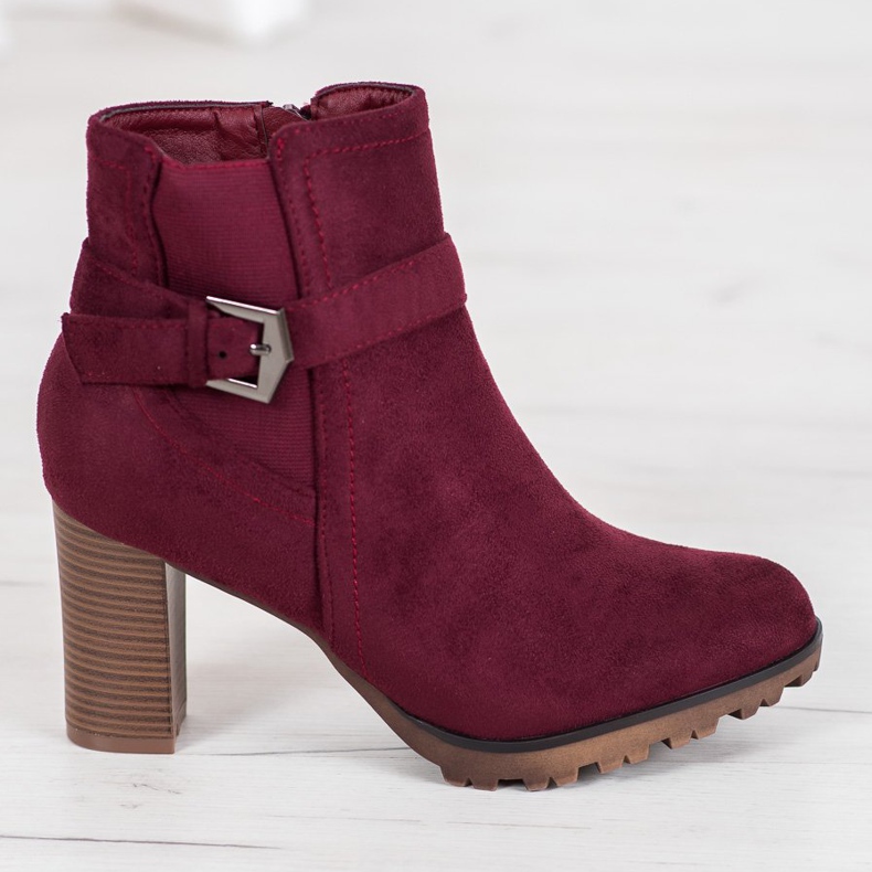 SHELOVET Bottines bordeaux à boucle rouge 2