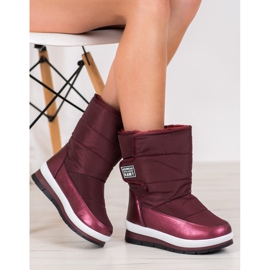 GOLL Bottes de neige bordeaux avec velcro rouge 1