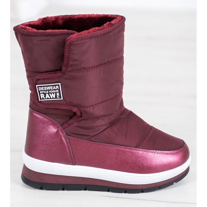 GOLL Bottes de neige bordeaux avec velcro rouge 2