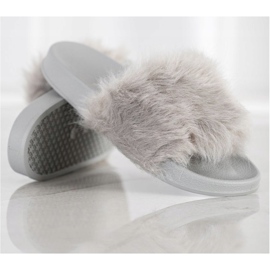 SHELOVET Pantoufles En Caoutchouc Avec Fourrure gris 2