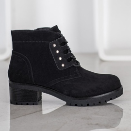 J. Star Bottines à lacets sur un poteau noir 1
