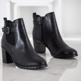 Evento Bottines à talons en cuir noir 1