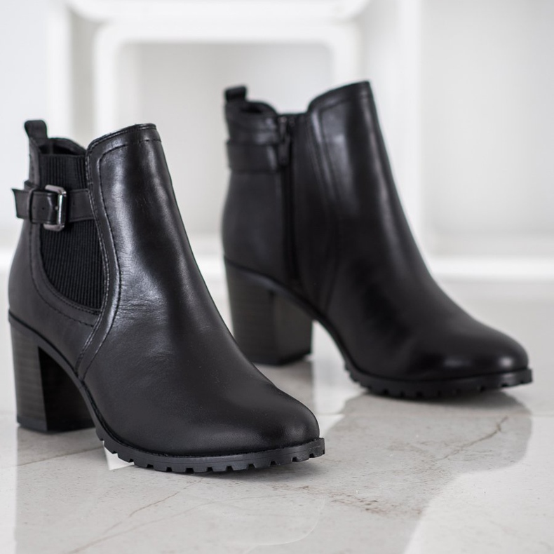 Evento Bottines à talons en cuir noir 1