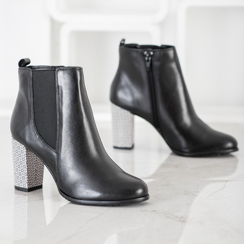 Evento Bottines en cuir classiques noir 1