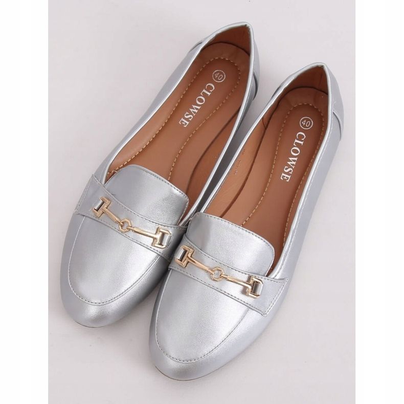 Mocassins argent métallisé 9F176 Argent gris 1