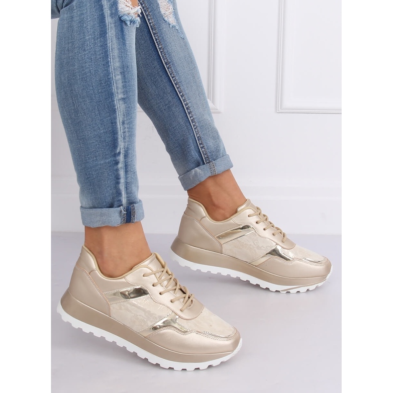 Chaussures de sport dorées pour femmes 2019-447 Or d'or jaune 1