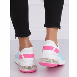 Chaussures de sport femme blanches F-3336 BLANC / FUSHIA rose 1