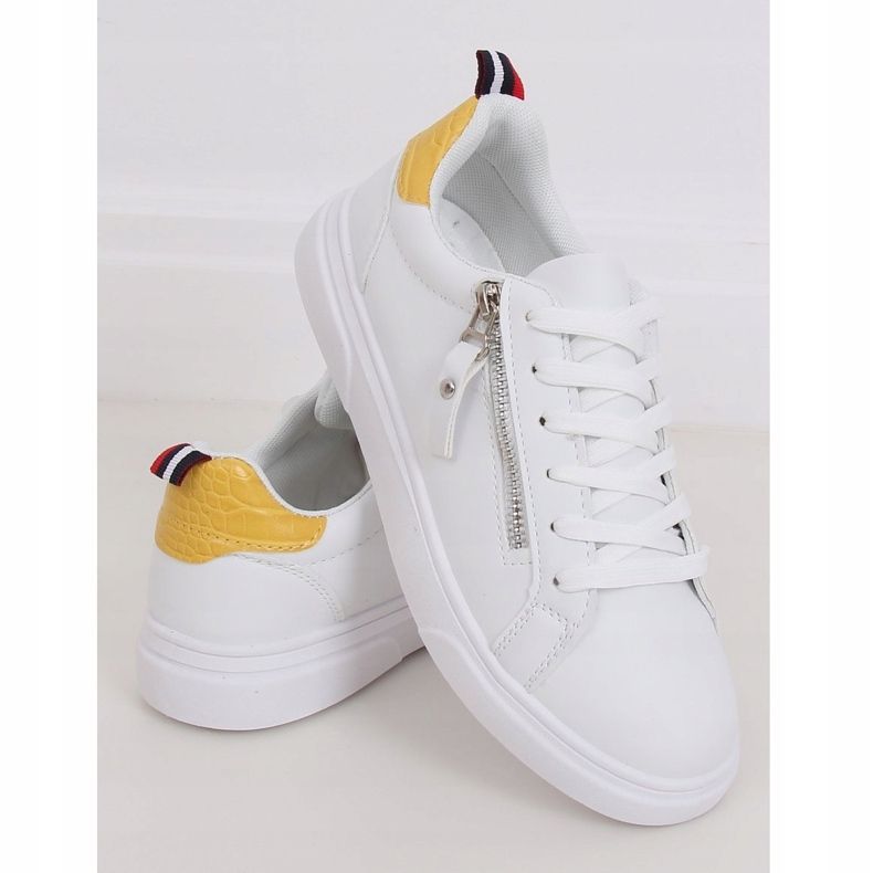 Baskets femme blanches KK-206 BLANC / JAUNE 1