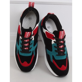 C9212 Chaussures de sport en daim noir multicolore 2